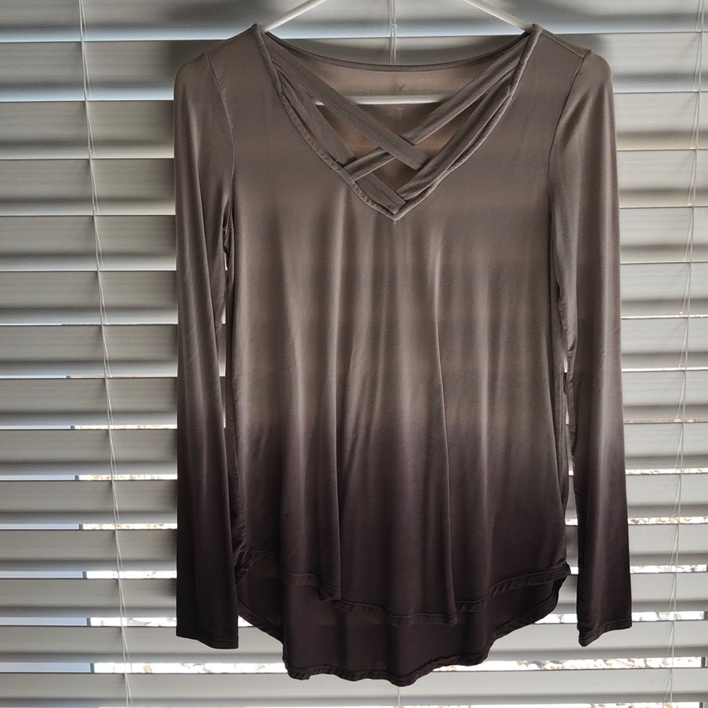 Pink Ombré Long Sleeve Blouse